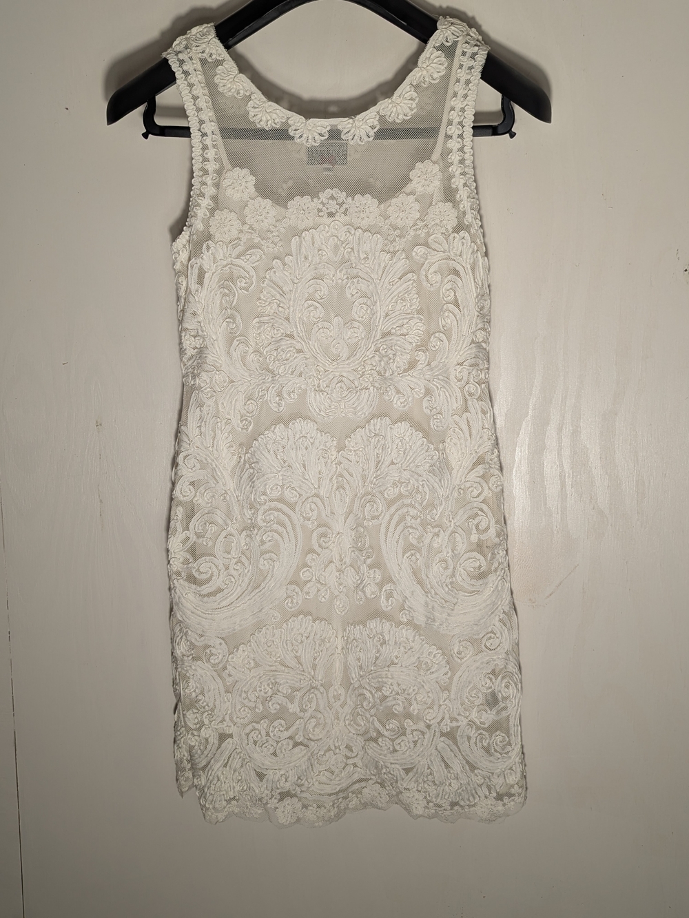 Anthropologie Yoana Baraschi White Lace Illusion Sheath Dress Size 14